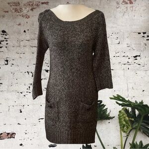 $ 5 $ add on Pink Rose marled  black/ gray/ white knit sweater mini dress tunic
